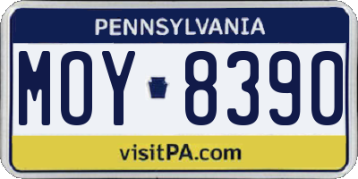 PA license plate MOY8390