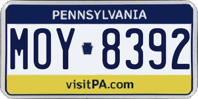 PA license plate MOY8392