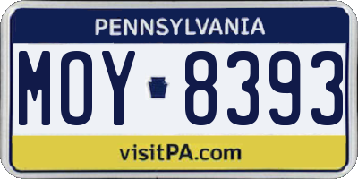 PA license plate MOY8393