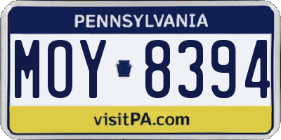 PA license plate MOY8394