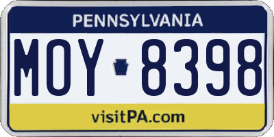 PA license plate MOY8398