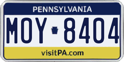 PA license plate MOY8404