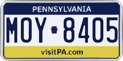 PA license plate MOY8405