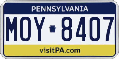 PA license plate MOY8407