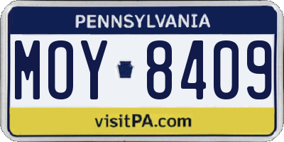 PA license plate MOY8409