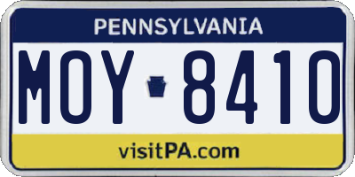 PA license plate MOY8410