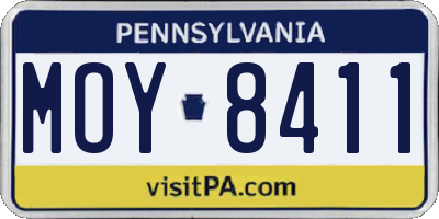 PA license plate MOY8411