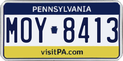 PA license plate MOY8413