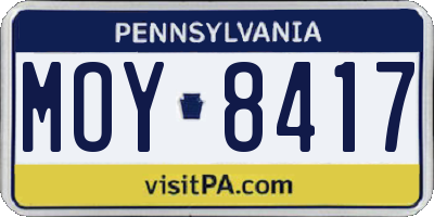 PA license plate MOY8417