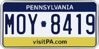 PA license plate MOY8419