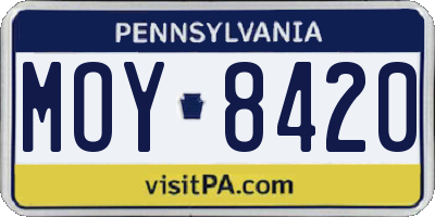 PA license plate MOY8420