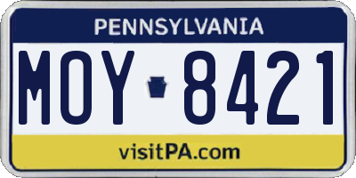 PA license plate MOY8421