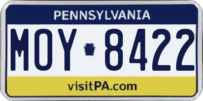 PA license plate MOY8422