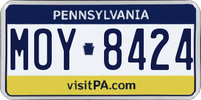 PA license plate MOY8424