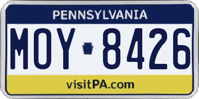 PA license plate MOY8426