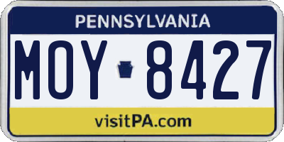 PA license plate MOY8427