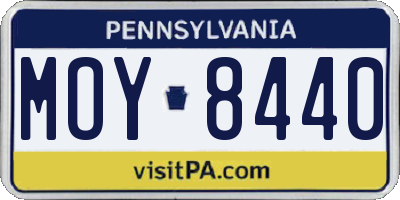 PA license plate MOY8440