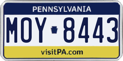 PA license plate MOY8443