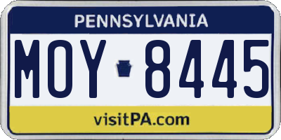 PA license plate MOY8445