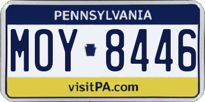 PA license plate MOY8446