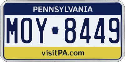 PA license plate MOY8449