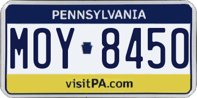 PA license plate MOY8450