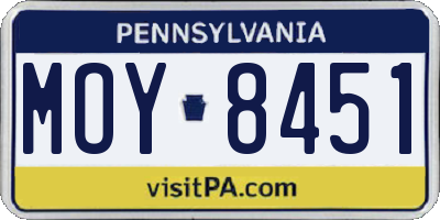PA license plate MOY8451