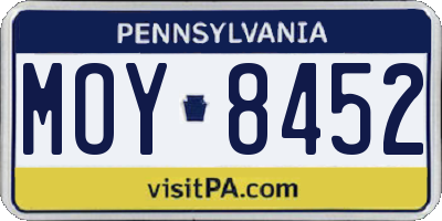 PA license plate MOY8452