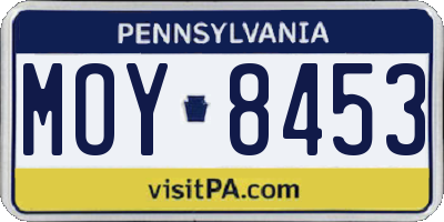 PA license plate MOY8453