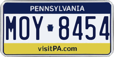 PA license plate MOY8454