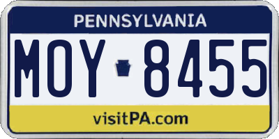 PA license plate MOY8455