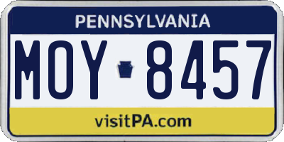 PA license plate MOY8457