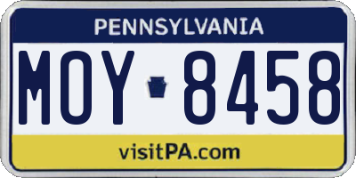 PA license plate MOY8458