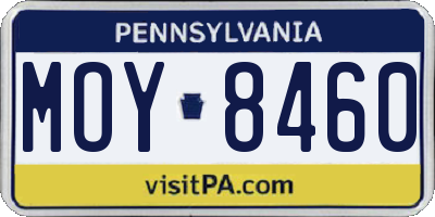 PA license plate MOY8460