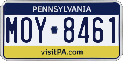 PA license plate MOY8461