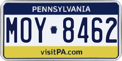 PA license plate MOY8462