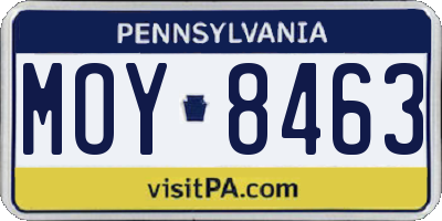 PA license plate MOY8463