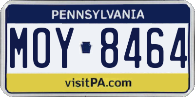 PA license plate MOY8464