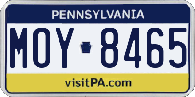 PA license plate MOY8465