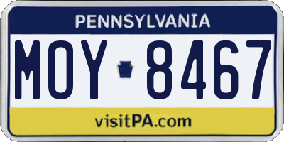 PA license plate MOY8467