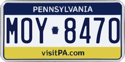 PA license plate MOY8470