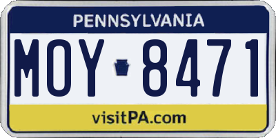 PA license plate MOY8471