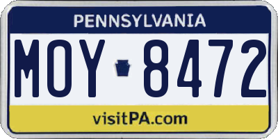 PA license plate MOY8472