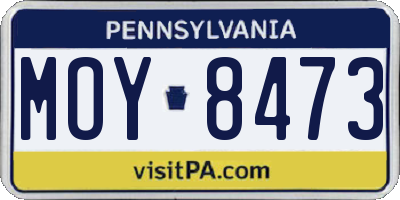 PA license plate MOY8473
