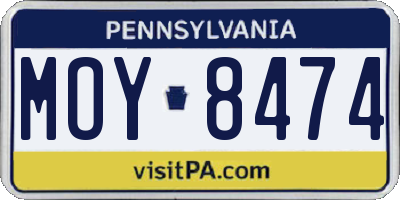 PA license plate MOY8474