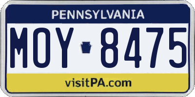 PA license plate MOY8475