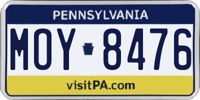 PA license plate MOY8476