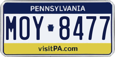 PA license plate MOY8477