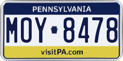 PA license plate MOY8478