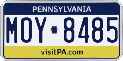 PA license plate MOY8485